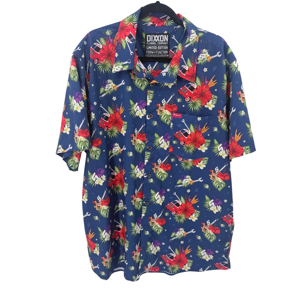 Dixxon Flannel Co Snap-on Tools Limited Edition Hawaiian Shirt Blue Men 2X Pinup